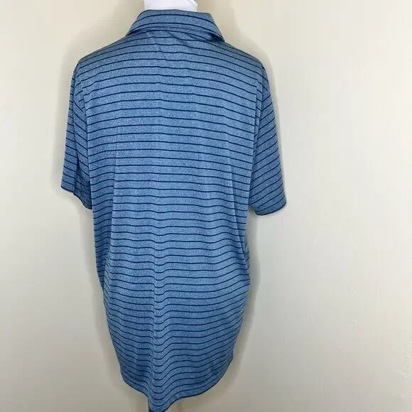 Puma Golf Polo Shirt XL Mens Blue Performance Striped Athleisure Sports Outdoor - Picture 3 of 7